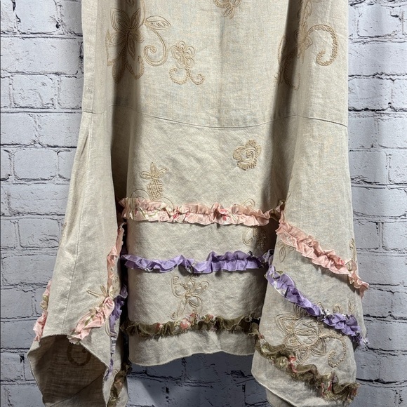 J. Jill Linen A-Line Skirt with Soft Pink and Violet Accent - Picture 4 of 7